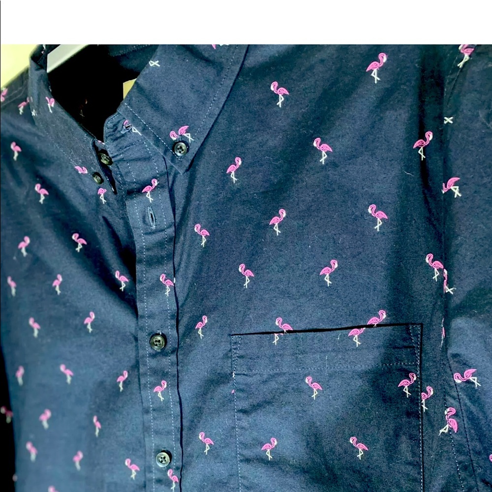 Good fellow Men’s L slim-fit flamingo button-down